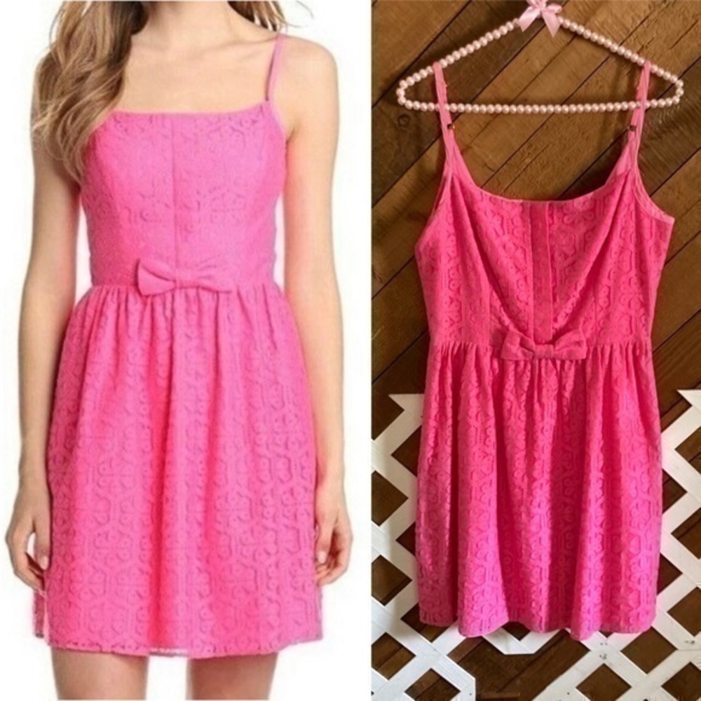 Lilly Pulitzer Antonia Fiesta pink dress with bow size 4